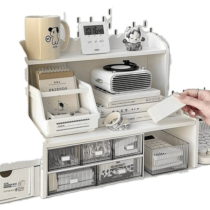 Wood Desktop Shelf Organizer for Desk Storage and Workspace