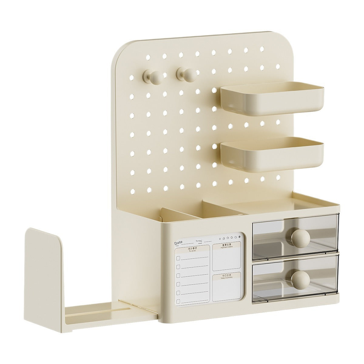 Desktop Pegboard Organizer with Drawer and Pen Holder