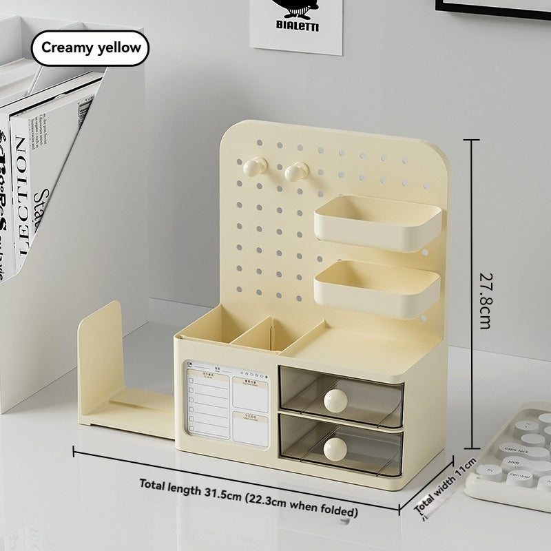 Desktop Pegboard Organizer with Drawer and Pen Holder