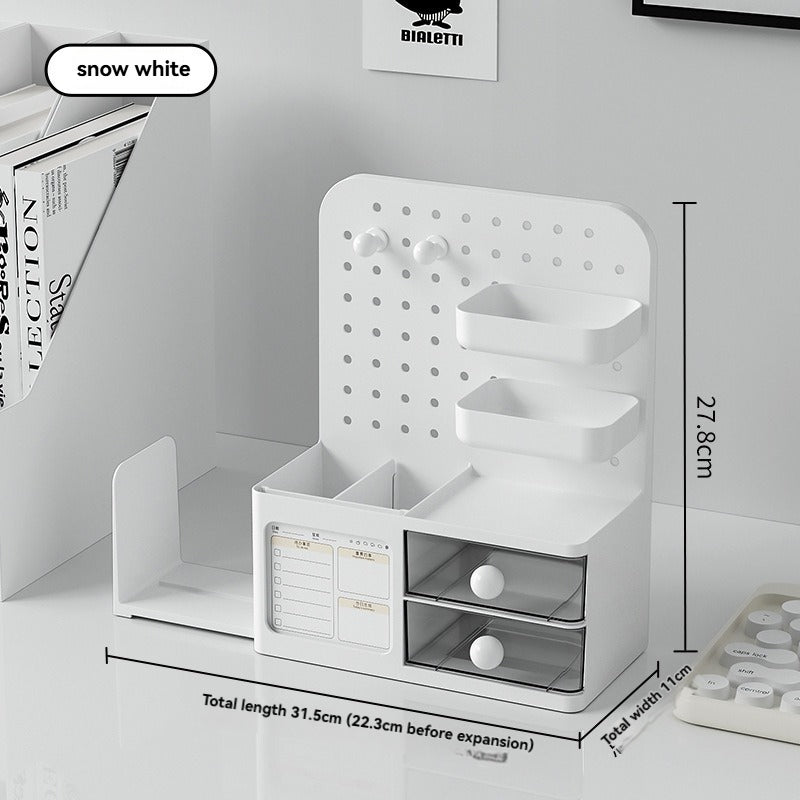 Desktop Pegboard Organizer with Drawer and Pen Holder