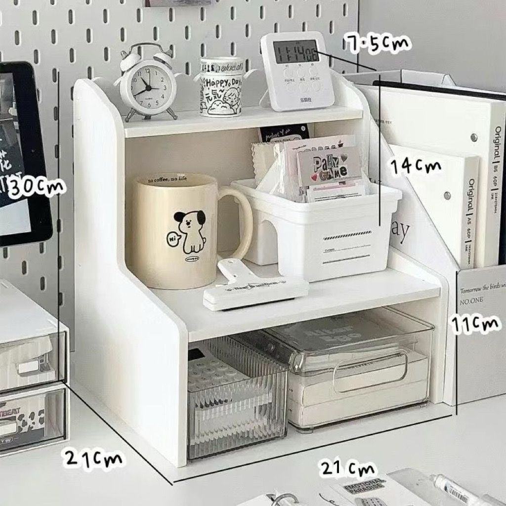 Wood Desktop Shelf Organizer for Desk Storage and Workspace