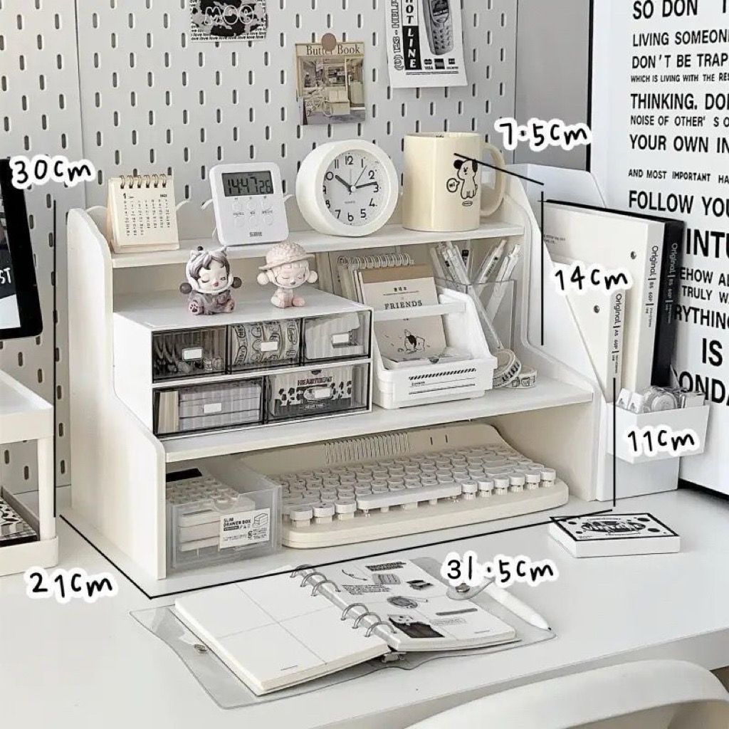 Wood Desktop Shelf Organizer for Desk Storage and Workspace