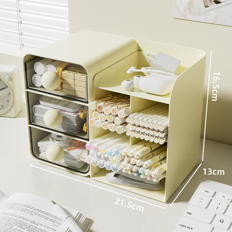 Desktop Book Organizer with Pen Holder for Desk Storage